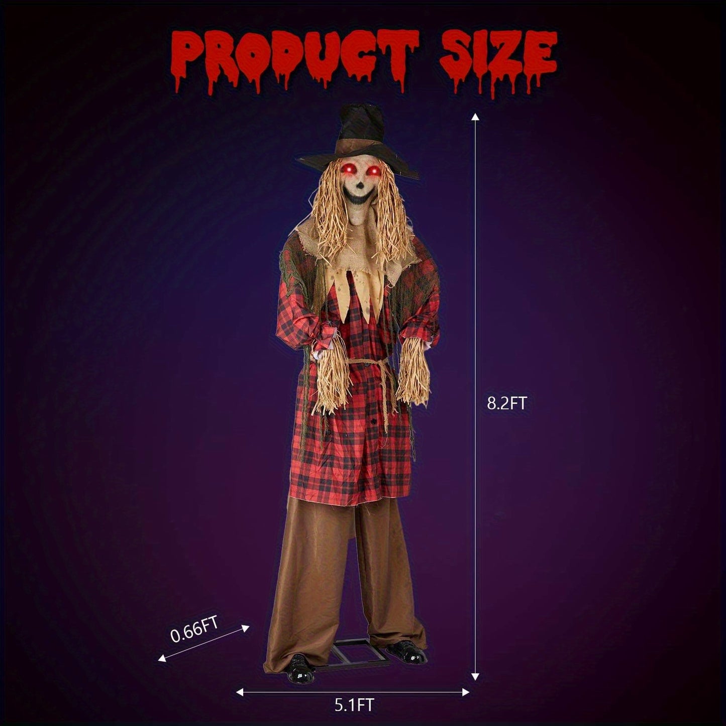 Halloween Animatronic Scarecrow Standing Scarecrow The Sound Activated Halloween Prop 8.2FT