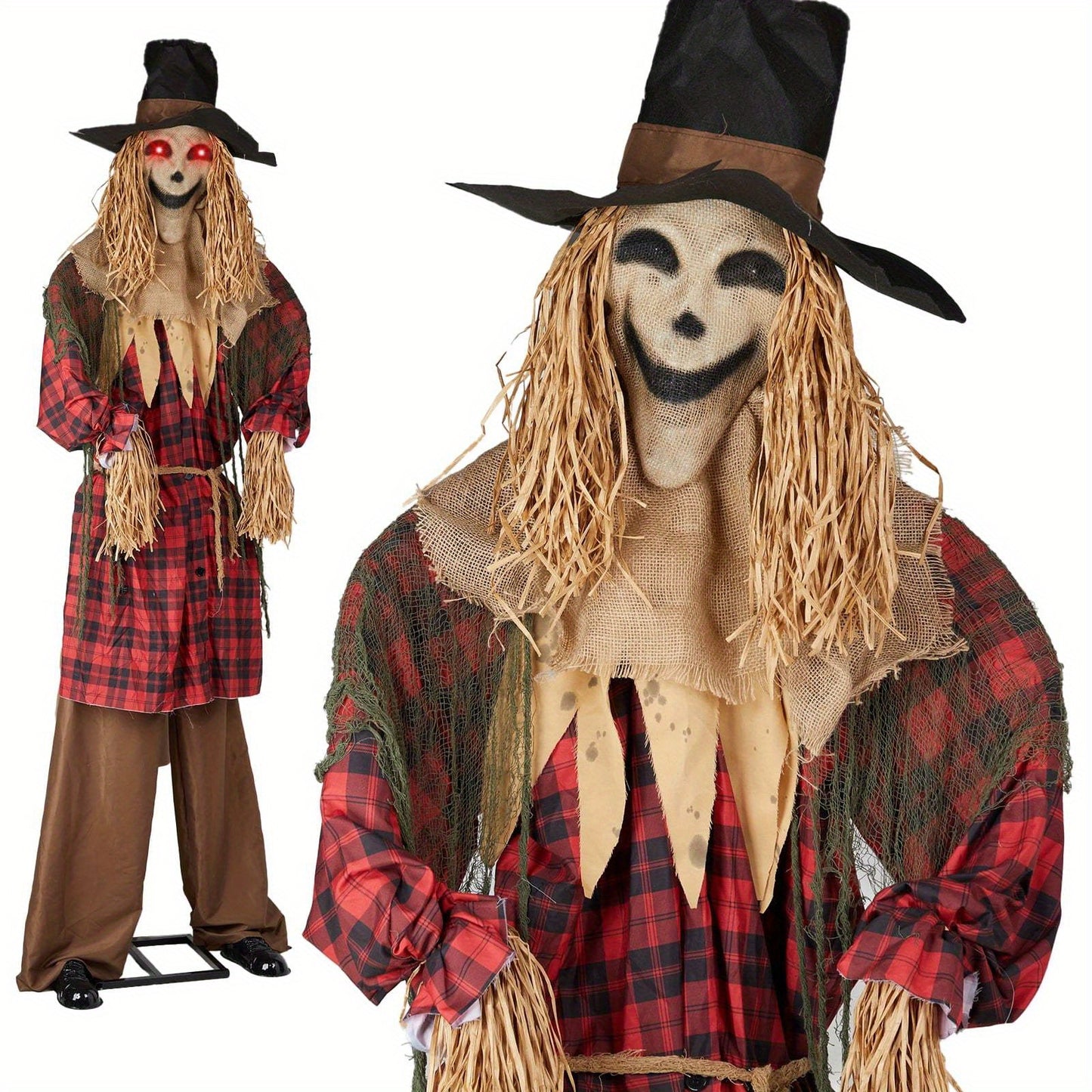 Halloween Animatronic Scarecrow Standing Scarecrow The Sound Activated Halloween Prop 8.2FT