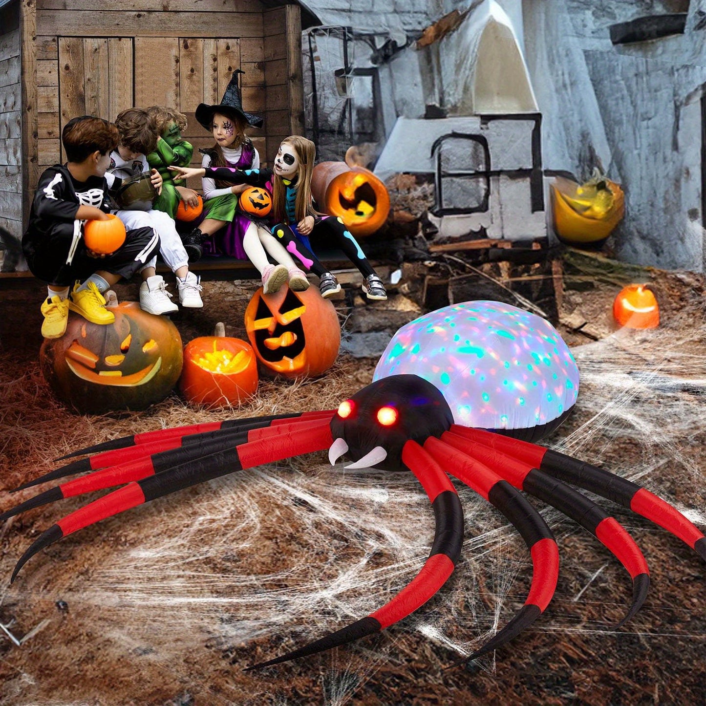 Halloween Giant Spider Outdoor Halloween Inflatables for Patio Garden Decor 11.8ft