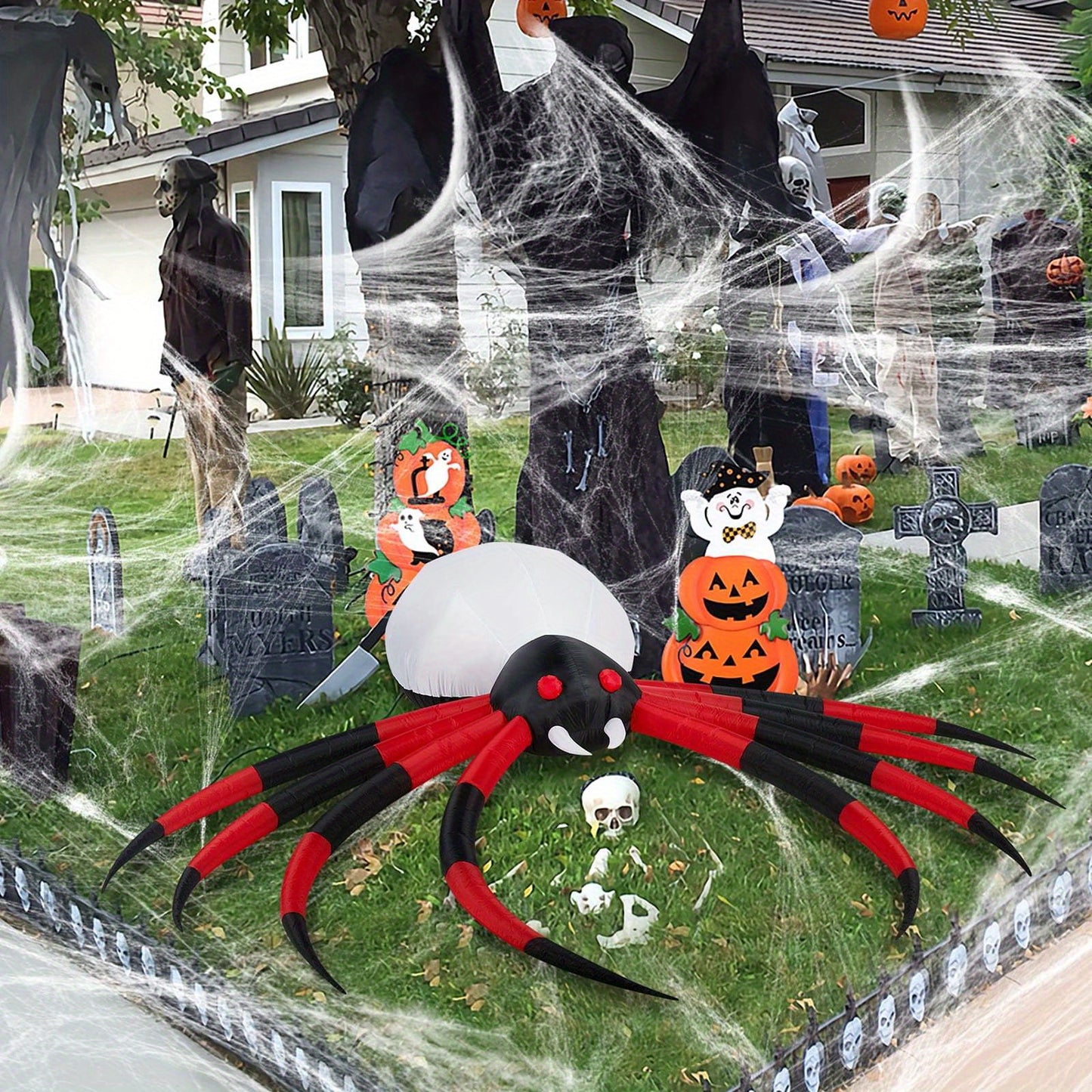 Halloween Giant Spider Outdoor Halloween Inflatables for Patio Garden Decor 11.8ft