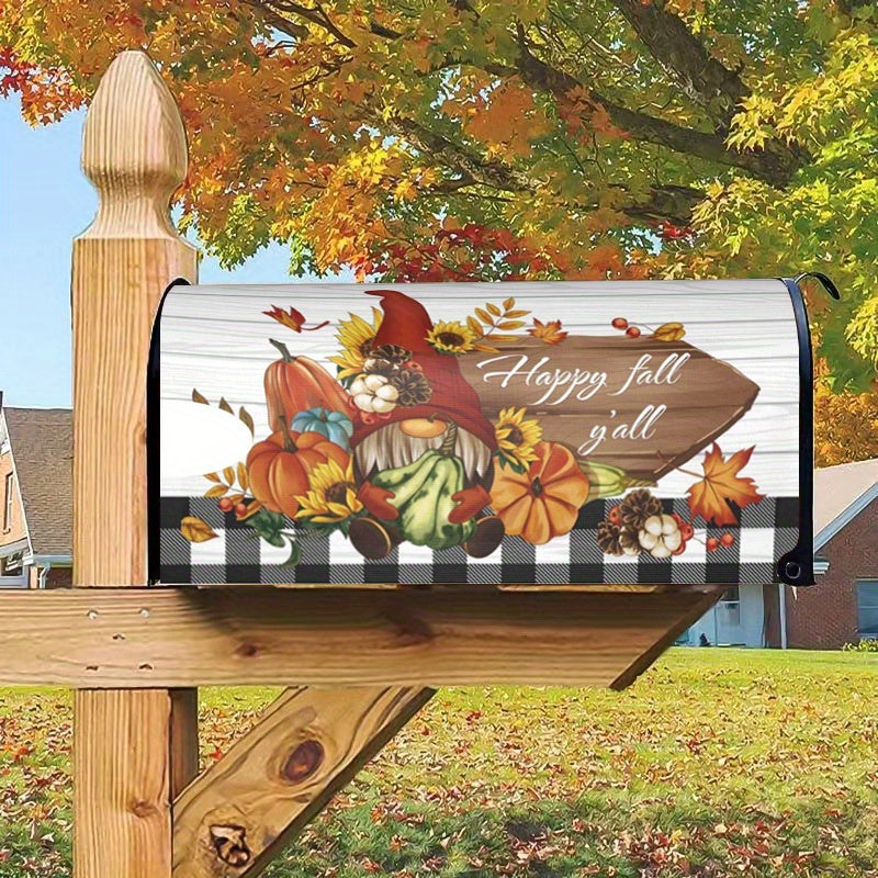 Autumn Thanksgiving Pumpkin & Maple Leaf Magnetic Mailbox Cover - Waterproof, Standard Size 21x18 inches