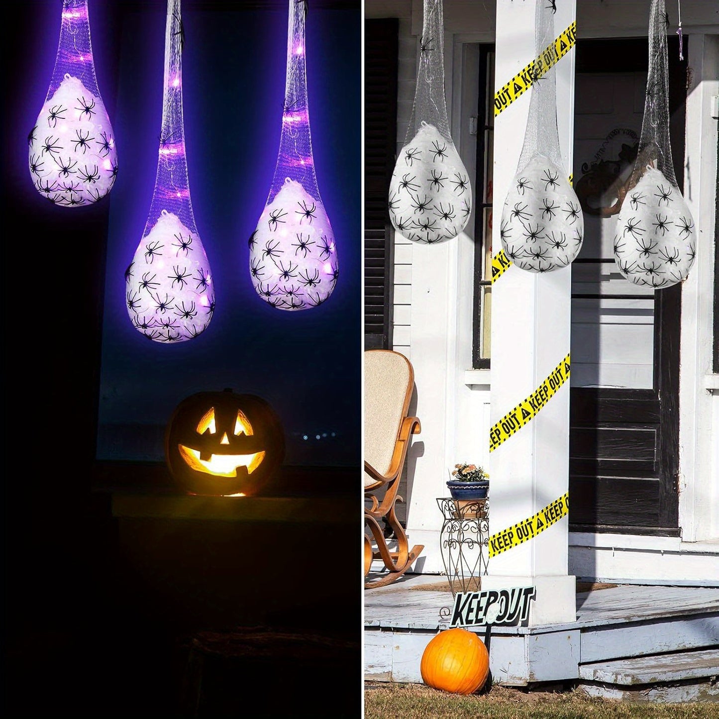 Purple Spider Web Hanging Light - Battery-Powered, Clearance Halloween Decor for Outdoor Parties & Gifts, 40.94 inches