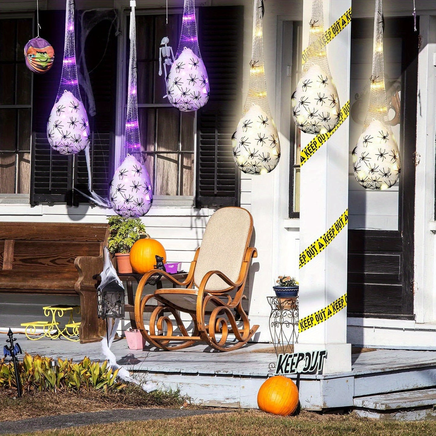 Purple Spider Web Hanging Light - Battery-Powered, Clearance Halloween Decor for Outdoor Parties & Gifts, 40.94 inches