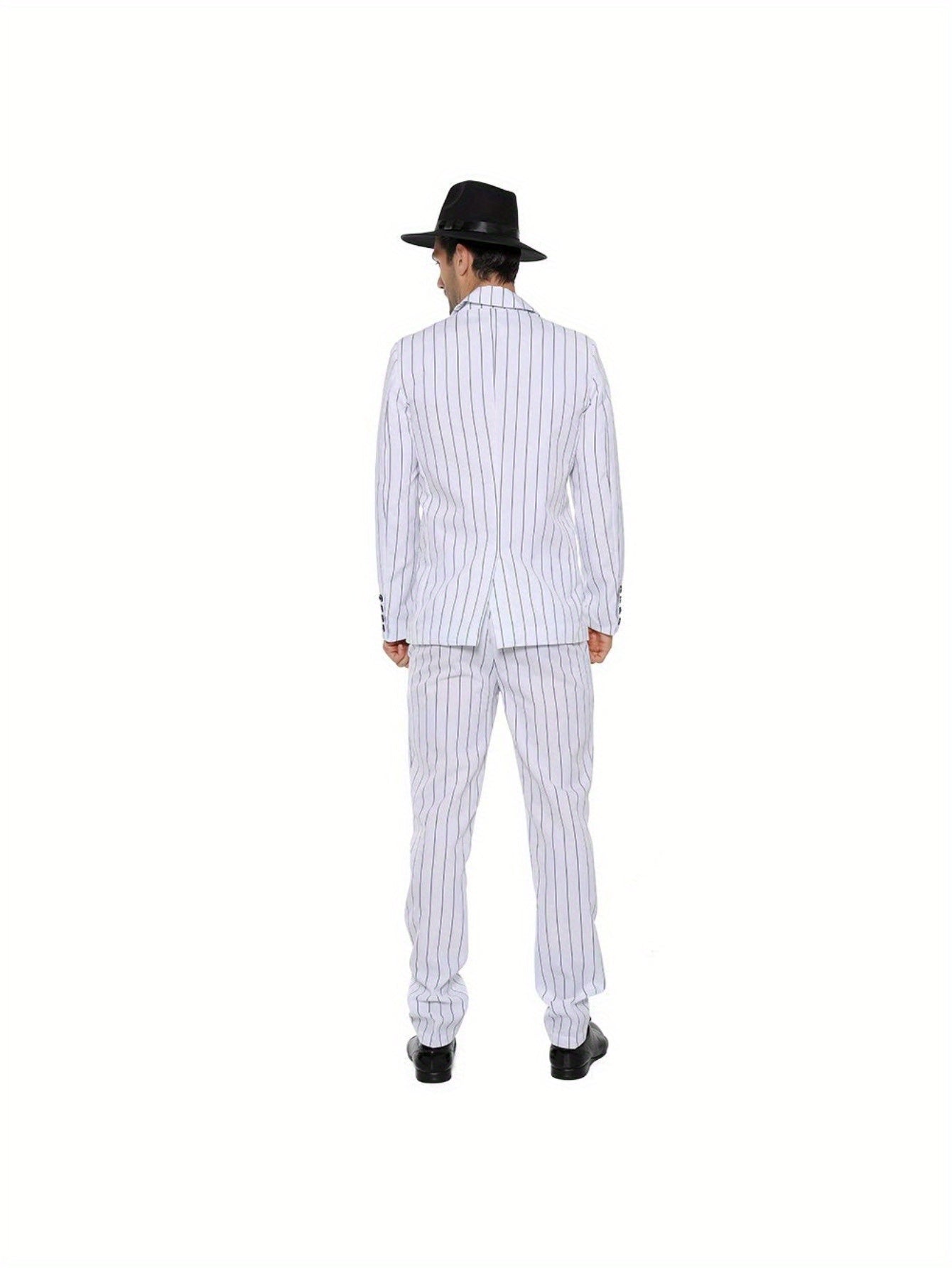 Adult Men's 1920s Gangster Costume Stripe Suit with Necktie