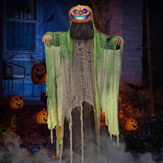 Halloween Decorations Outdoor, 6 Ft. Life Size Animatronics Prop with Creepy Sound, Sound, Touch Activated, Animatronic Scary Decor for Home Party Outside Garden Lawn Yard Porch Decoration