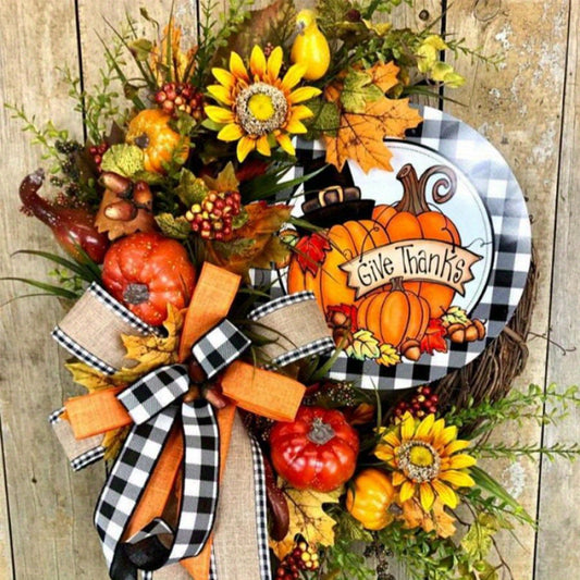 Brighten Up Your Home with Our Orange Thanksgiving Sunflower Wreath - Perfect Fall Decor Piece