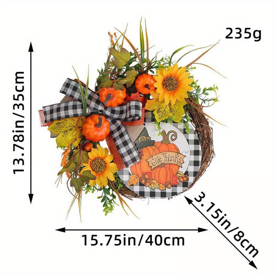 Brighten Up Your Home with Our Orange Thanksgiving Sunflower Wreath - Perfect Fall Decor Piece