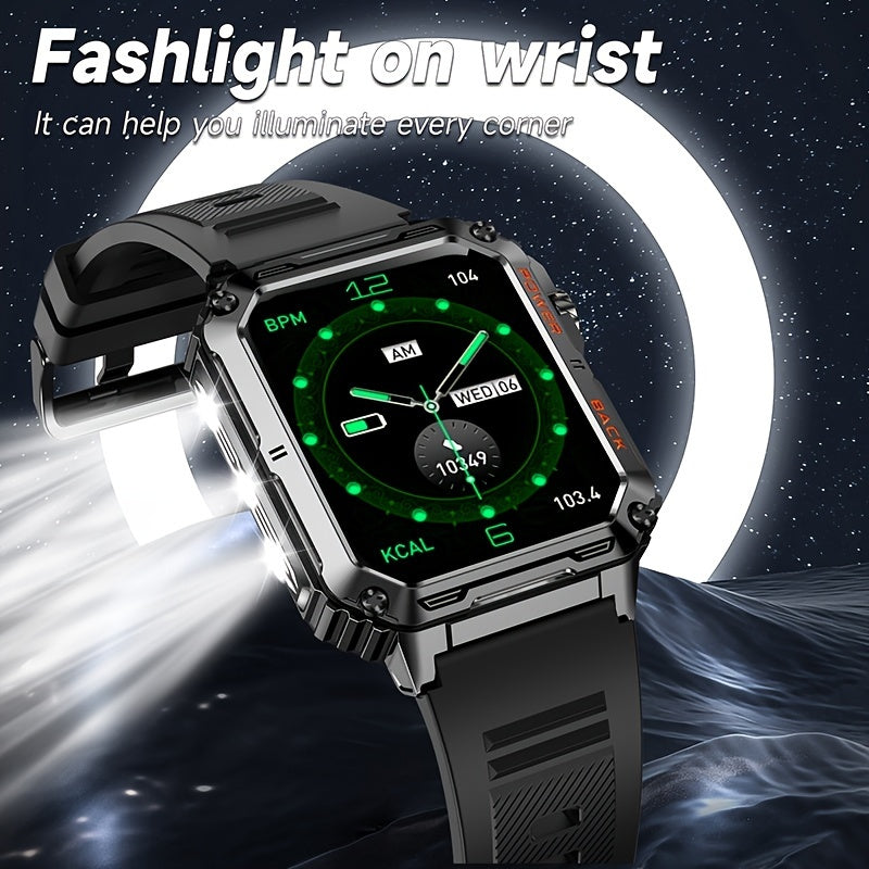 A men's smartwatch with LED lights, wireless call (dial/answer) GPS tracking, multiple sports modes, weather, music. Suitable for both men and women's smartwatches. Festival gifts