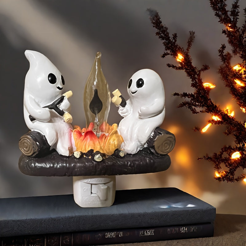 Spooky Ghost Bonfire Night Light - 3D Illusion, Perfect for Halloween Decor & Bedroom Ambiance, Plug-In, No Batteries Required