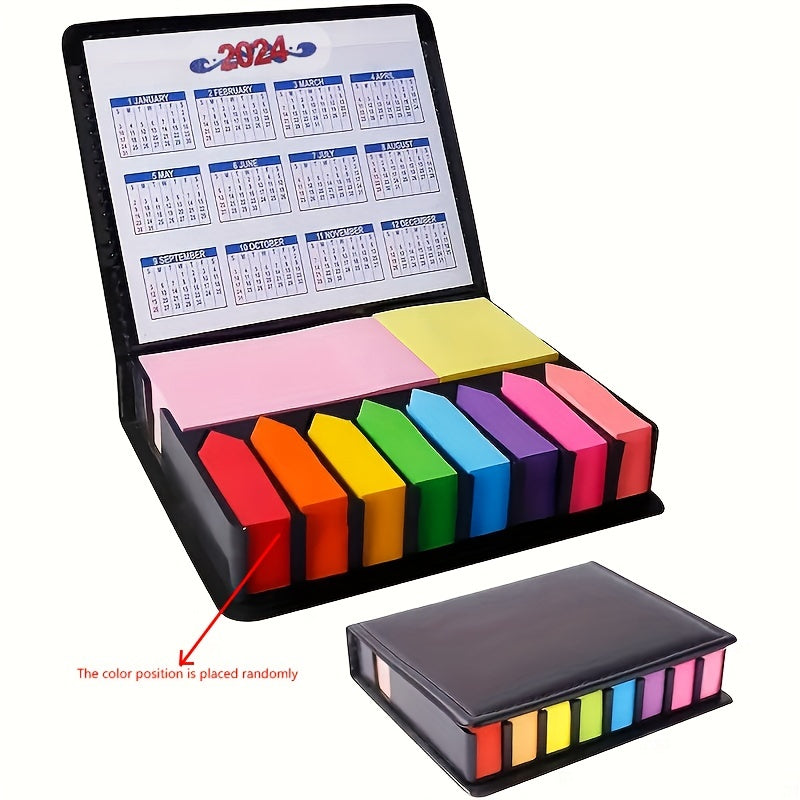 1000 Sheets/2000 Pages Of Multicolor Sticky Note Set With Faux Leather Packing Box, 2024 Calendar & More