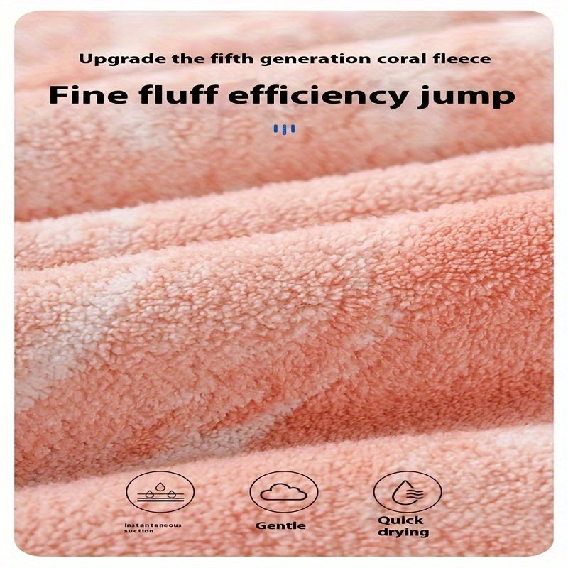 Ultra-Soft Coral Fleece Towel Set - 3pcs, Includes Large Bath Towel & Hair Drying Cap, Thick & Absorbent with Exquisite Ink Painting Design, Extra Large Size for Full Coverage