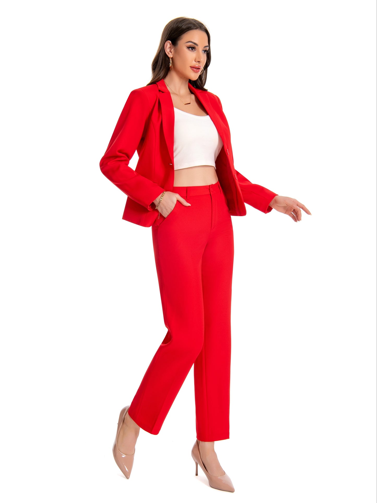 Women's Formal Two Piece Office Lady Suit Set Work Blazer Jacket Pant