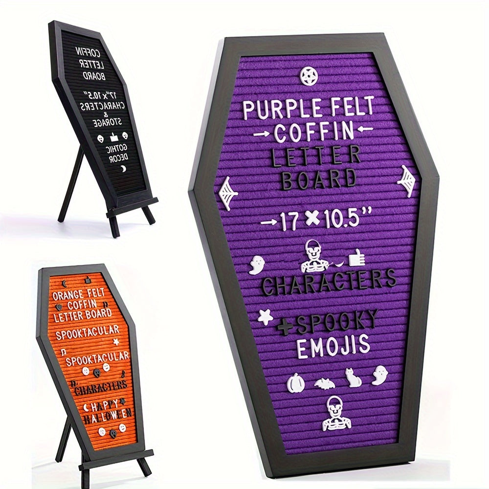 Spooky Gothic Alphabet Board In Purple & Orange - Autumn Festival Felt Letter Sign, Perfect For Haunted House Decor & Movie Night