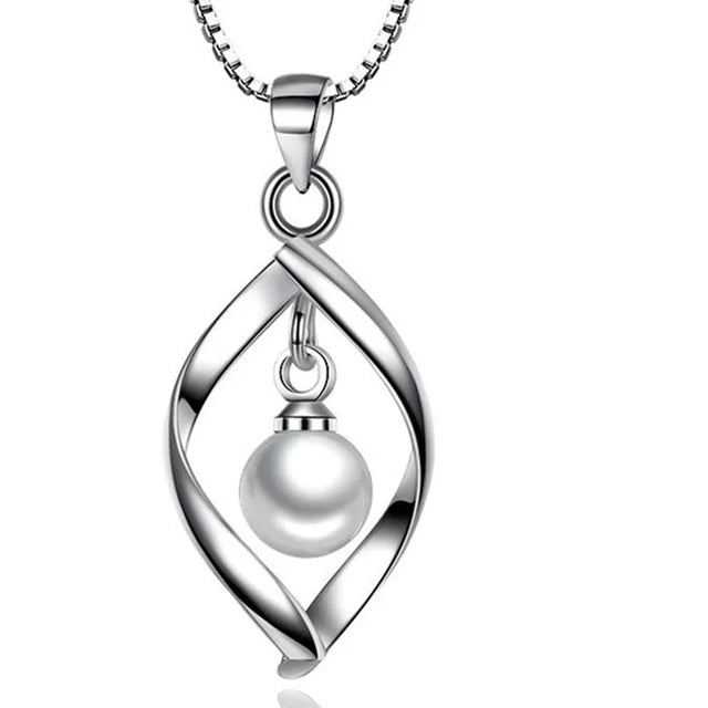 2021-New-Pearl-Drop-Jewelry-for-Women-Exquisite-Silver-Plated-Twisted-Necklace-Pendant-Without-Chain-Hollow