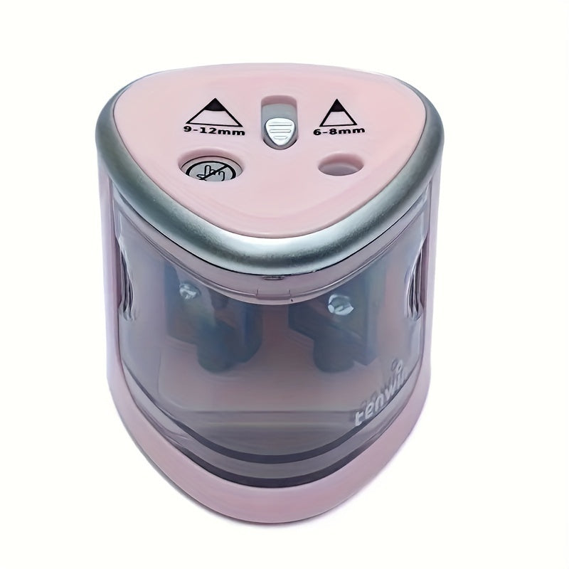 1pc Automatic Electric Pencil Sharpener - Dual Hole Design for 6-12mm Pencils - Perfect for Office and Drawing - Fast and Efficient Sharpening