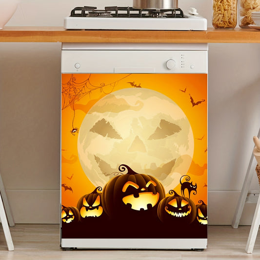 Halloween Magnetic Dishwasher Door Cover Decals - 2 Piece Set Traditional Pumpkin and Bats Design Vinyl Stickers, Easy Clean Halloween Kitchen/Home Decor, No Glue Required, Hanging Seasonal Holiday Ornaments