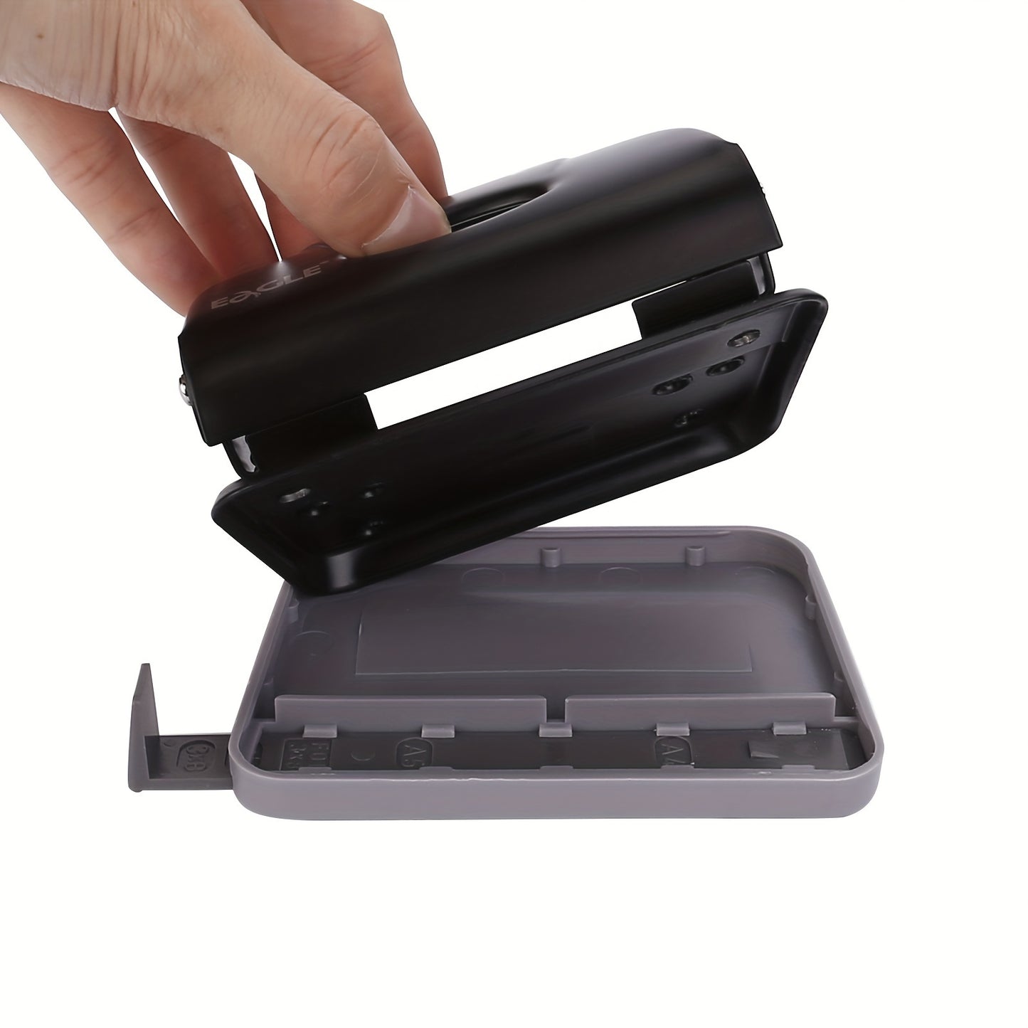 1pc Metal 2-Hole Punch, Hole Puncher With Edge Guide, 15 Sheet Punch Capacity, For School Office Binding, Black