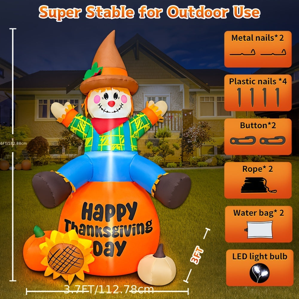 KOOY 6 FT Thanksgiving Inflatable Turkey Happy Thanksgiving Blow Up Turkey Decoration Outdoor Indoor, LED Light Autumn Fall Festival Outside Lawn Garden Holiday Décor