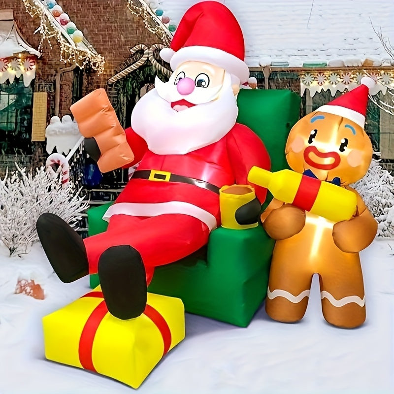 KOOY 5FT Santa Claus Inflatable Decoration, Courtyard Decoration LED Lights Christmas Party Holiday Outdoor Winter Lawn Decoration