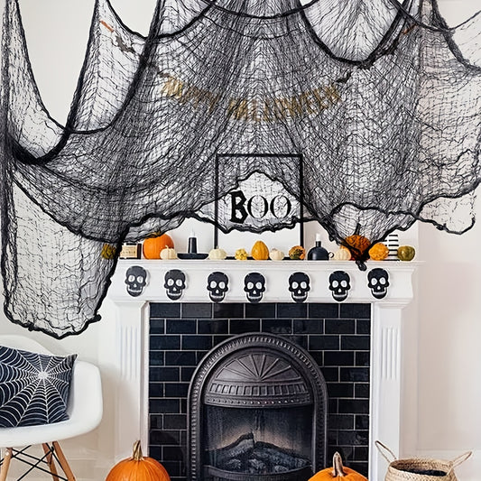 Halloween Spider Web Decoration - 29.92x90.55inch Large Black Cobweb for Haunted House, Party & Home Decor