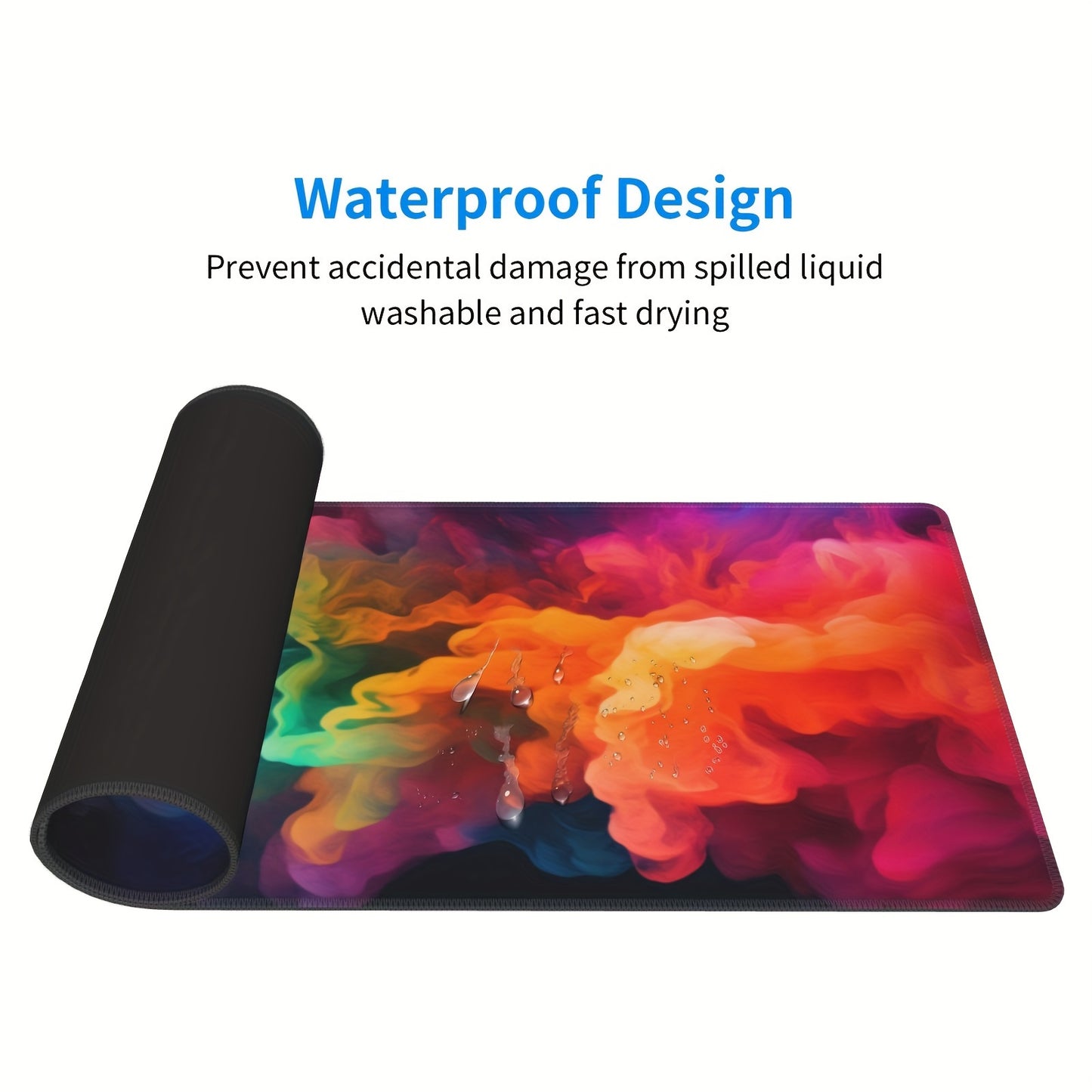 1pc 12*31.5in 3mm large size mouse pad, graffiti tie-dye style, washable non-slip rubber office and gaming computer desk mat, advanced esports mouse pad, Christmas, Halloween and Thanksgiving gifts