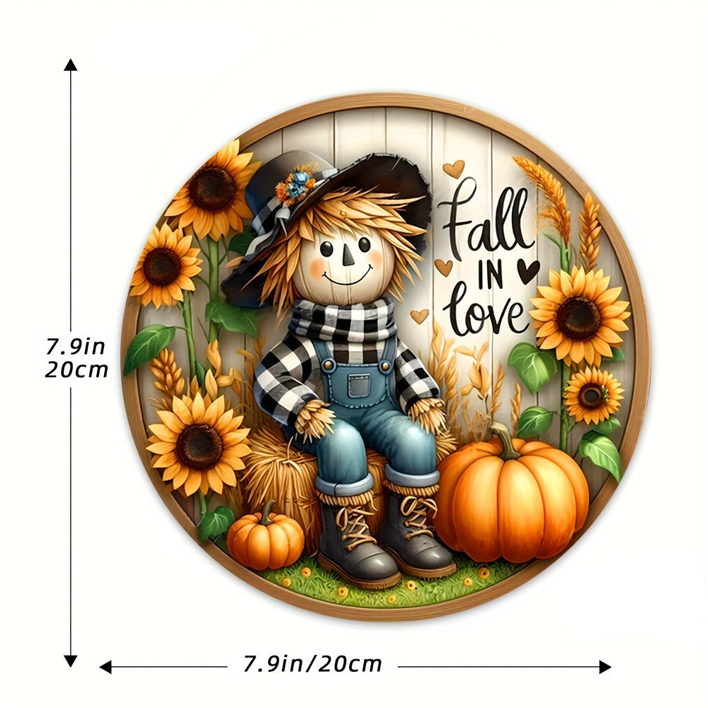 Charming Scarecrow & Autumn Harvest Wooden Sign