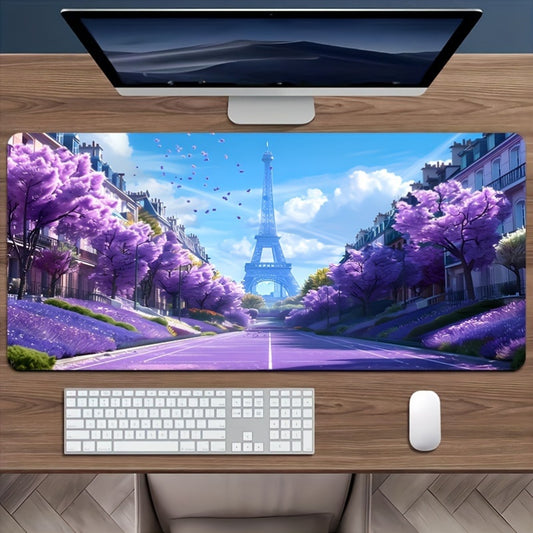 Extra Large Paris Eiffel Tower Gaming Mouse Pad - Thick, Washable Rubber Desk Mat with Non-Slip Base and Precision Edge Stitching for Gamers and Office Use, 1pc