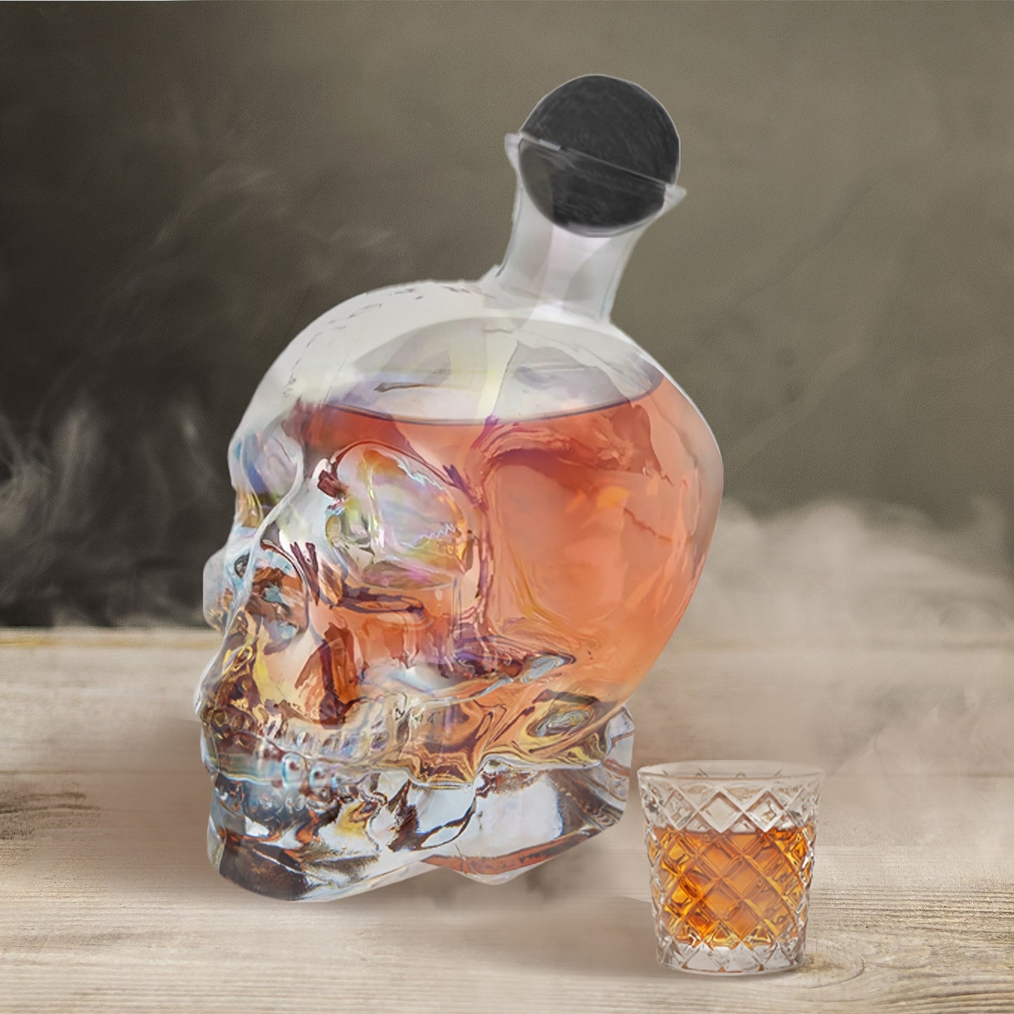 Iridescent Skull-Shaped Glass Decanter With A 26.5-ounce Capacity