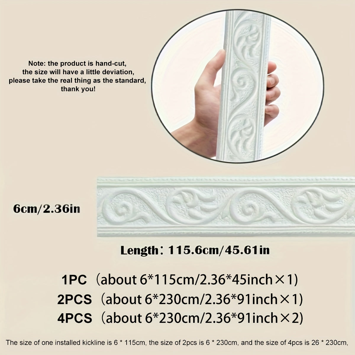 1pc 3D Self-Adhesive Skirting Line Wall Border Sticker for TV Background, Door Frame, and Home Decorations