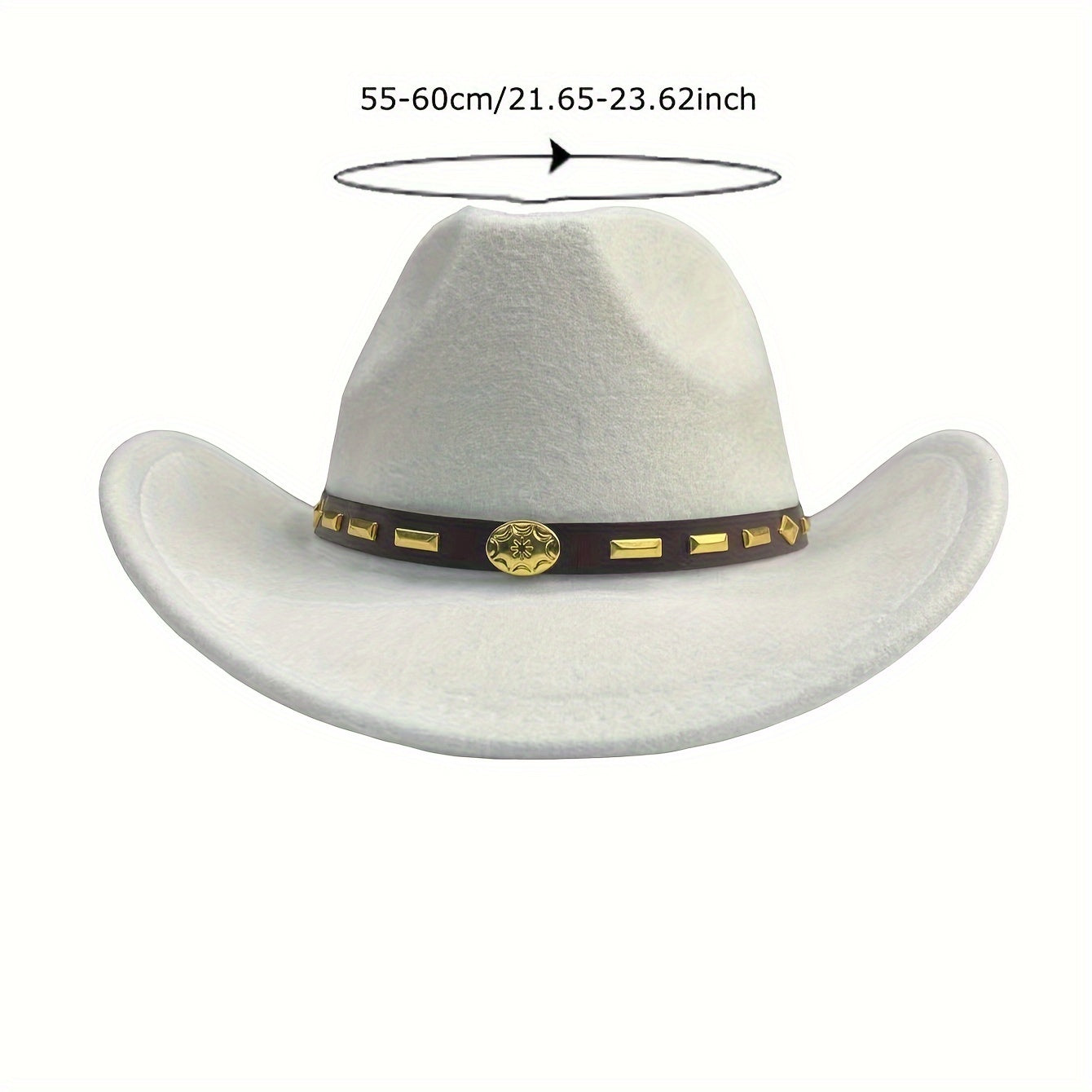 Unisex Felt Cowboy Hat Large Head Circumference, Spring/Summer Season, Western Style Fedora With Rolled Brim, Sun Protection Jazz Hat With Hat Drag And Air Bag Included