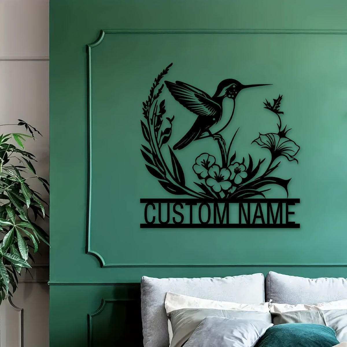 1pc Custom Metal Bird Flower Wall Art, Personalized Bird Flower Signs, Farmhouse Wall Decor, Metal Bird Flower Art, Custom Name Wall Decor Porch, Patio, Gifts