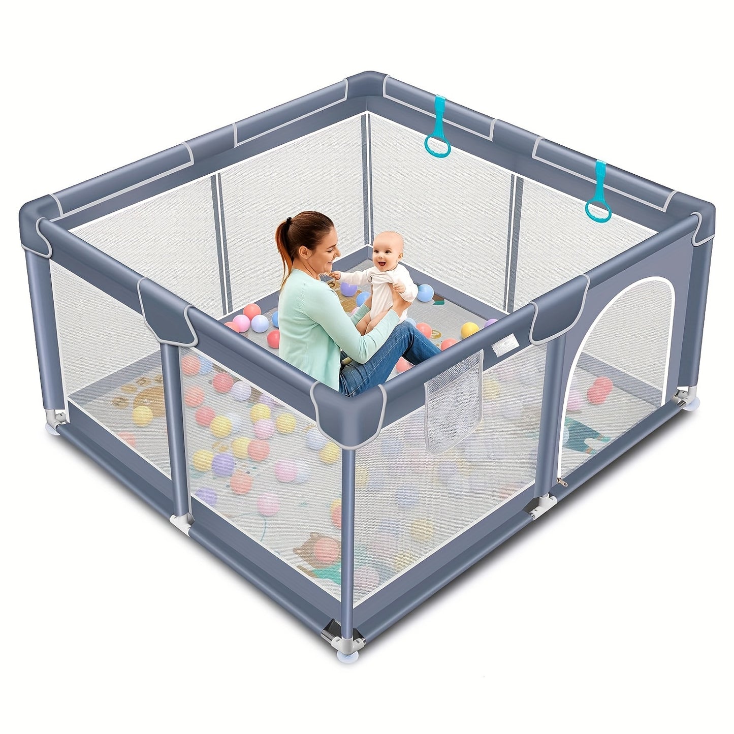 Baby Playpen, Extra Large Playard, Indoor & Outdoor Kids Activity Center with Anti-Slip Base, Sturdy Safety Play Yard with Breathable Mesh, Kid's Fence for Toddlers