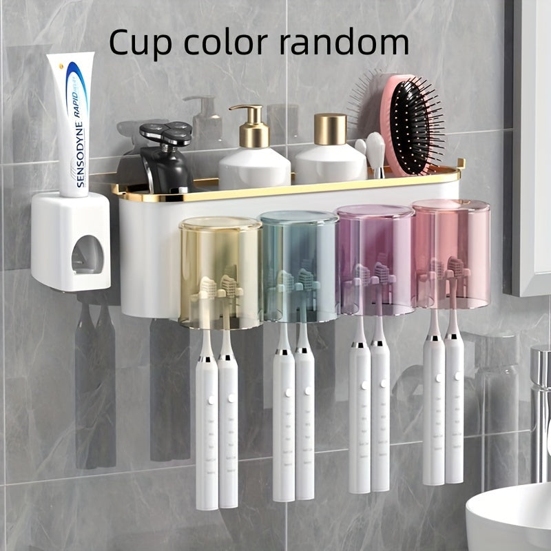 Creative Wall Mount Automatic Toothpaste Dispenser Bathroom Accessories Waterproof Lazy Toothpaste Squeezer Toothbrush Holder