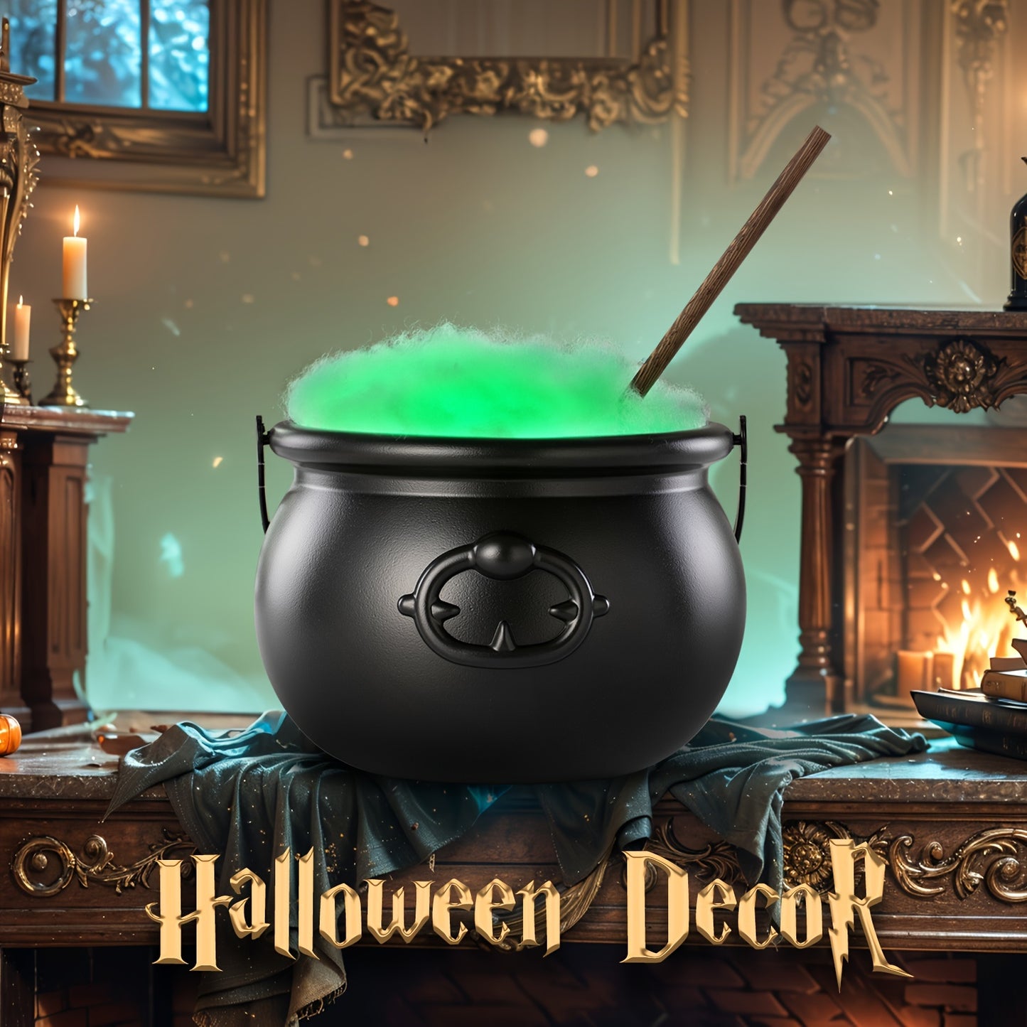 Indoor Halloween Decorations - Automatic Rotating Magic Stirring Cauldron, DIY Witch Cauldron Set - Perfect For Halloween Party Table And Home Kitchen Decor.