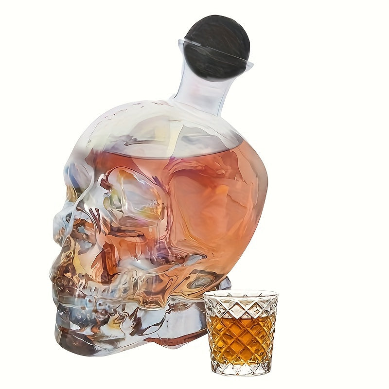 Iridescent Skull-Shaped Glass Decanter With A 26.5-ounce Capacity