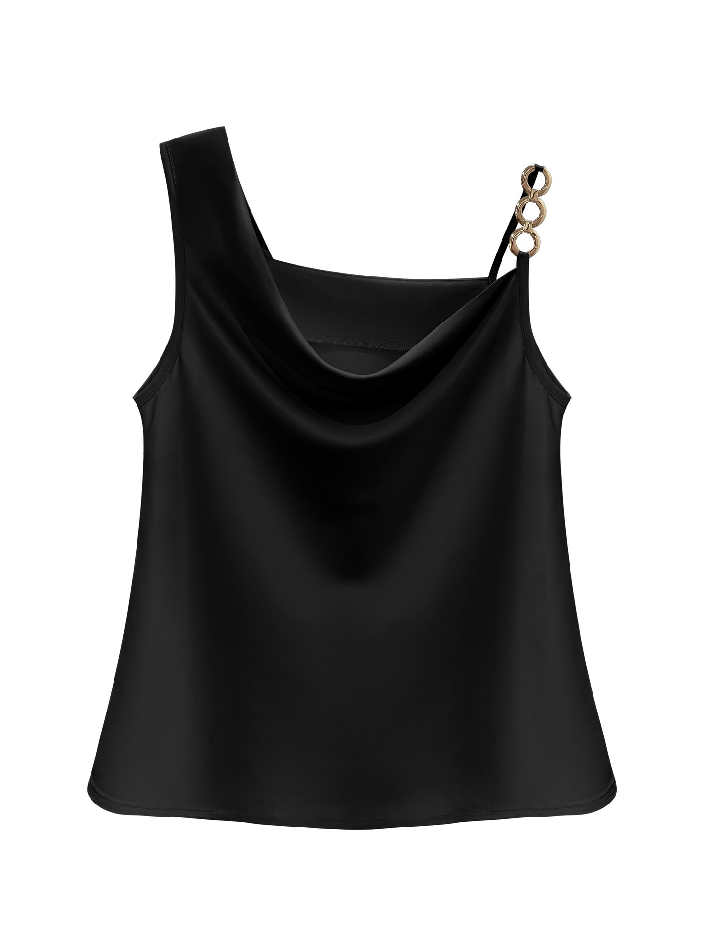 Chain Decor Cowl Neck Blouse, Elegant Sleeveless Top For Spring & Summer, Women's Clothing