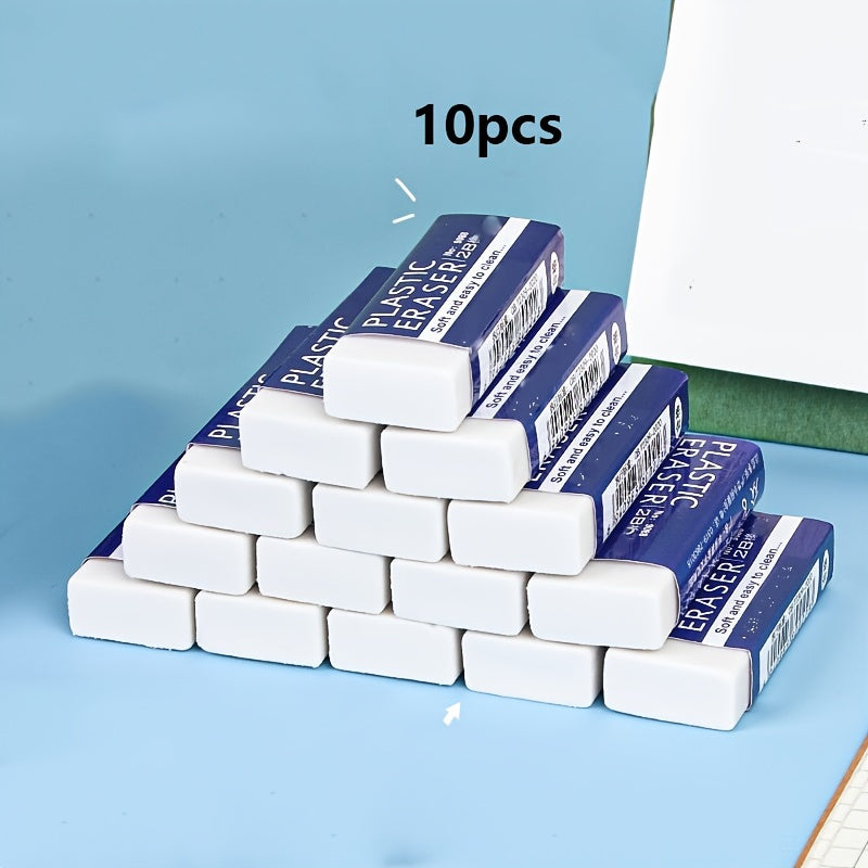 10pcs Mini Long Strip Erasers, Tpr Material - Perfect For Daily Office Use