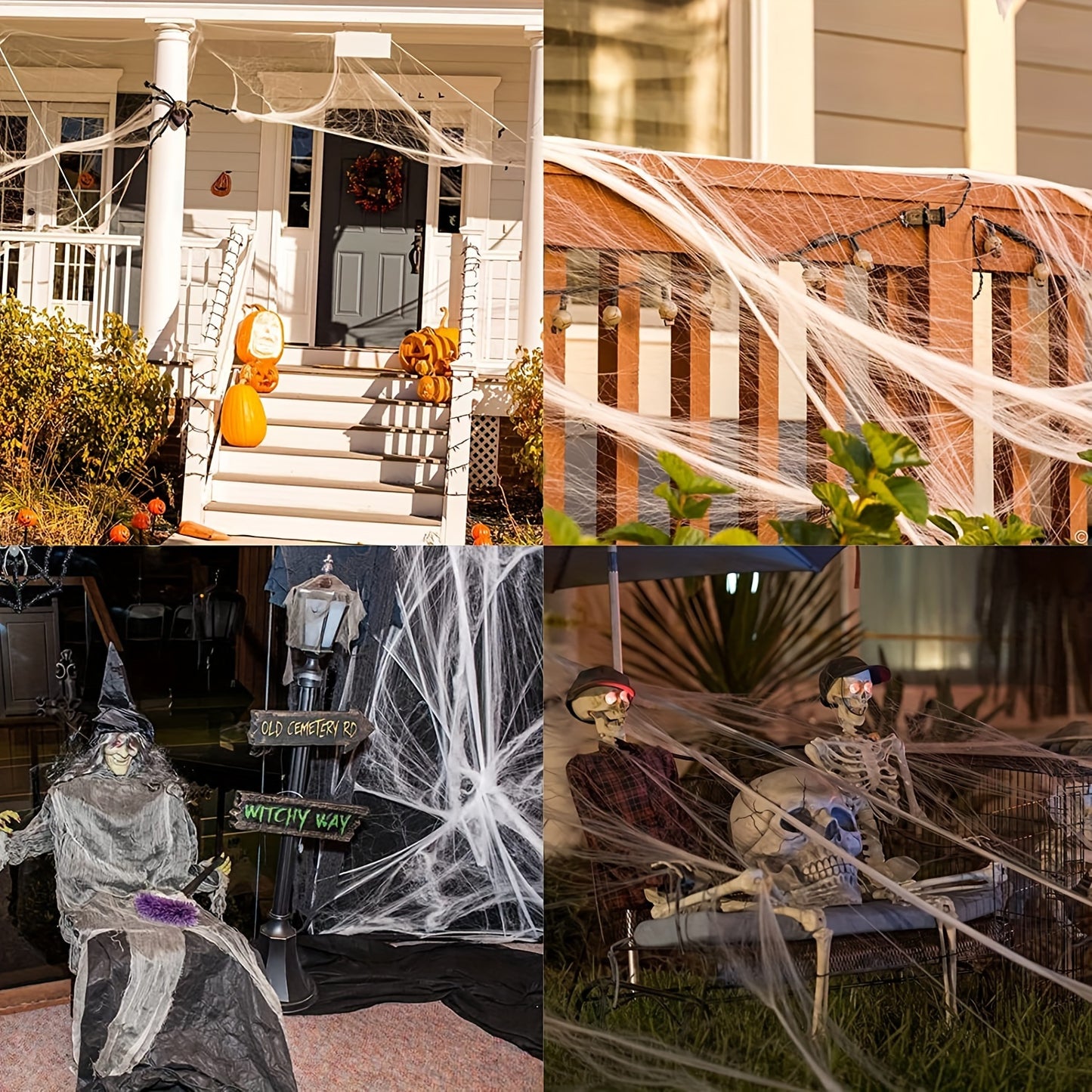 Stretchable Polyester Blend Spider Web Decorations – No Electricity Needed, Perfect for Halloween and Party Supplies