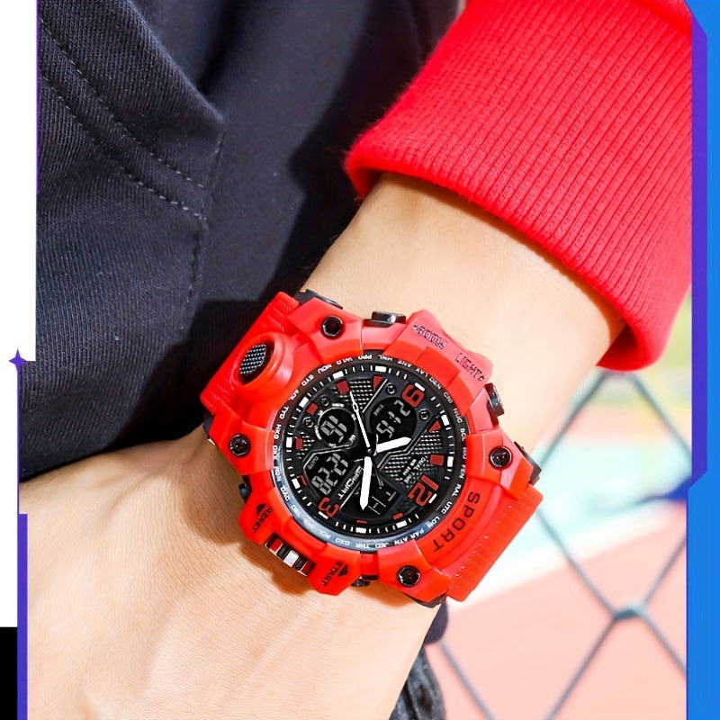 Men's Sports Multifunctional Watch, Alarm, Chronograph, Stopwatch, Automatic Date, Luminous Display, Dual Movement Sport Watch