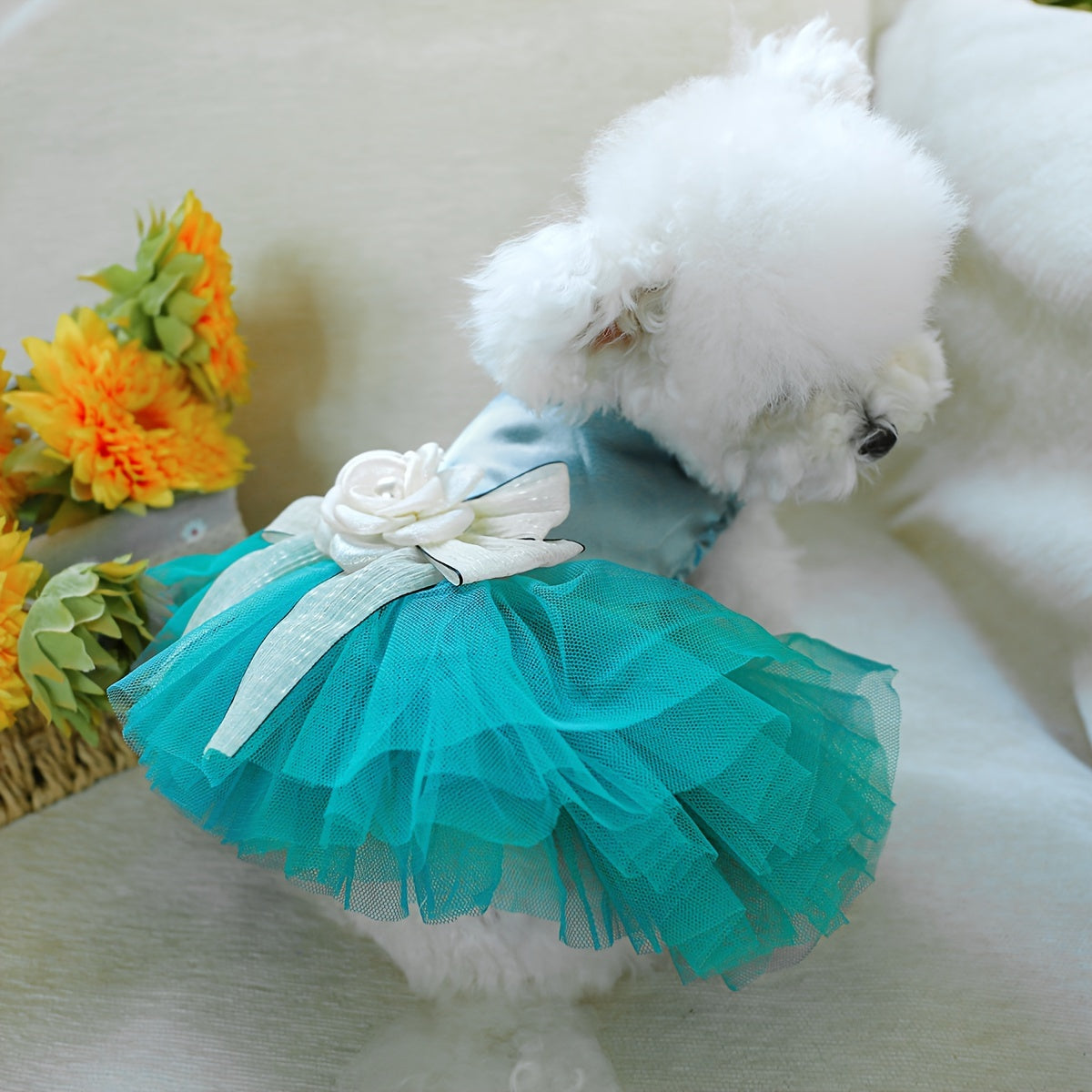 Dog Dreamy Wedding Dress, Blue Princess Dress For Pets, Wedding Dress Dog Clothes