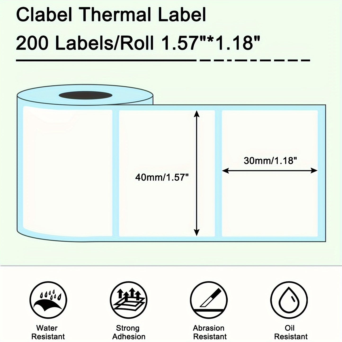 Label Maker Tape - White Labels Thermal Label Roll Label Printer Paper Waterproof 40x30mm/1.57x1.18inch, Ideal for Labeling Files, Jar, Name, Retail, 200Labels/Roll (6 Rolls)