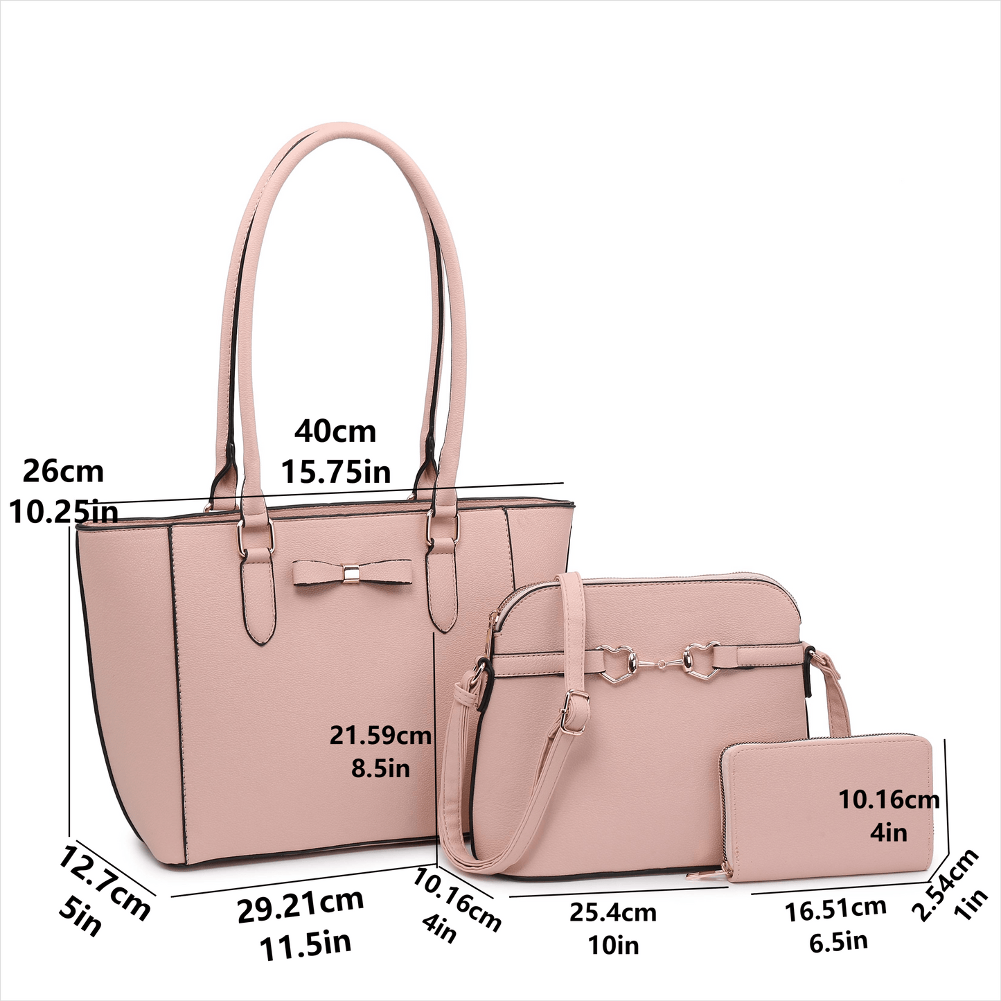 RAGSTO Women's solid color Design Tote Bag 3-piece set (tote, crossbody bag, purse), stylish PU leather lightweight shoulder bag with zipper open and close multiple pockets, adjustable shoulder strap crossbody bag, suitable for daily work travel