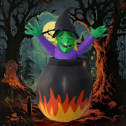 Gardwin Halloween Inflatables, Halloween Inflatable Outdoor Decoration, Inflatable Witch, 6FT Halloween Witch Inflatables, Blow Up Yard Witch With Built-in LEDs For Indoor Garden Lawn Party Decor