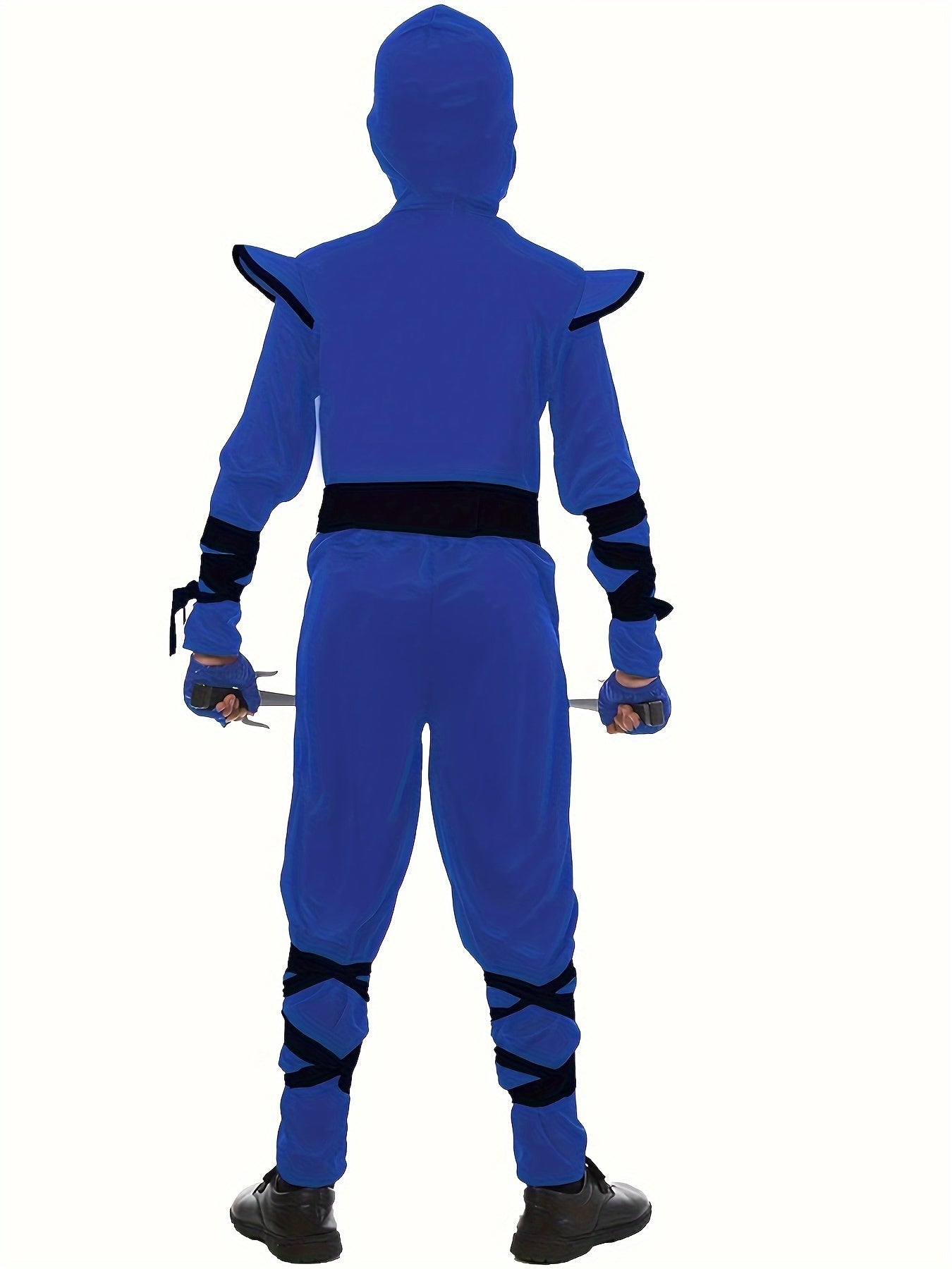 Deluxe Ninja Costume Set for Boys, Muscle Ninja Outfit with Geometric Pattern, Halloween Role-Play, Polyester Spandex Blend, Over 3 Years Old