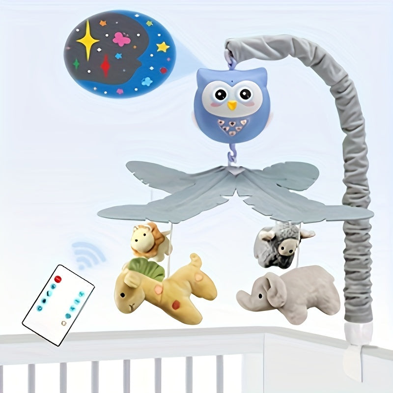 Interactive Baby Crib Mobile with Music & Lights - Adorable Animal Designs for Boys and Girls, Portable Bassinet Toy for Playtime Fun