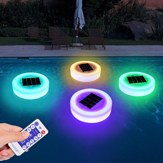 1 Vibrant Solar Water Float Light - 7 Color LED, 8 Light Modes, Waterproof, Remote Control, Infrared Sensor, Lithium Battery Powered, Garden, Pond, Spa, Holiday Decoration Floating Pool Light