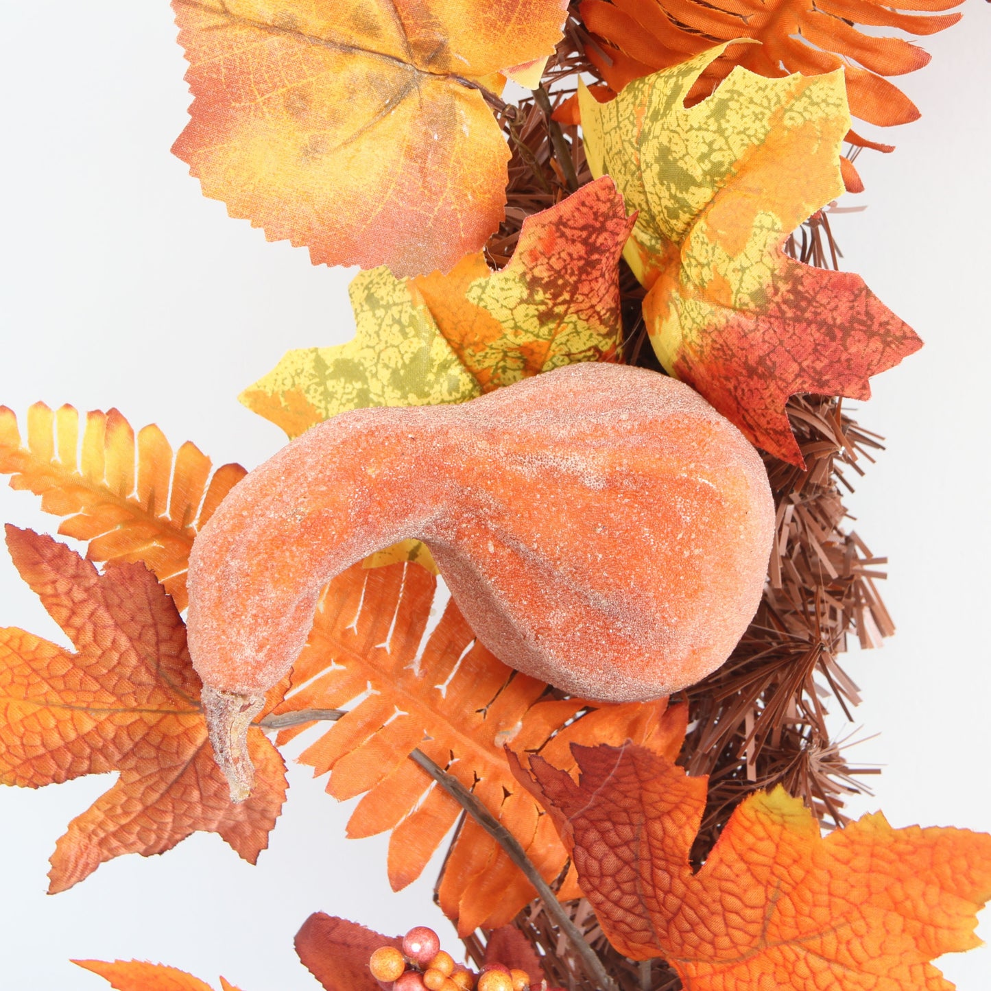 Autumn Harvest Festival Garland with Sunflowers, Pumpkins, and Maple Leaves - Classic Style, Metal & Plastic, Unlit, No Electricity Required, Feather-Free, Home Decor for Thanksgiving & Halloween Parties