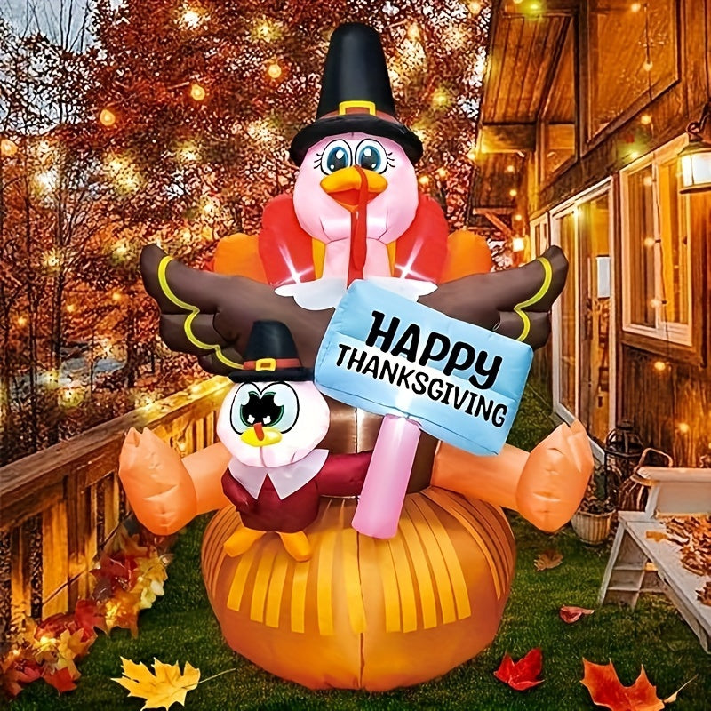 KOOY 6FT Inflatable LED Light Up Turkey For Outdoor Fall Harvest Holiday Thanksgiving Day Decor