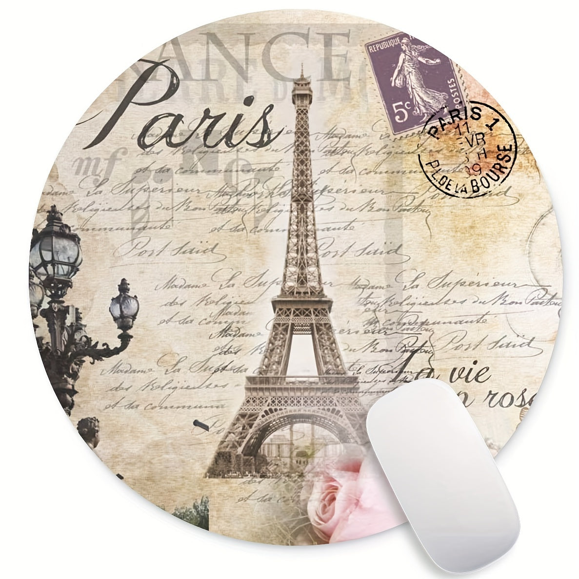 Eiffel Tower Mouse Pad, Washable Gaming Mouse Pad With Lycra Cloth, Non-Slip Rubber Base, Computer Small Mouse Pad For Wireless Mouse