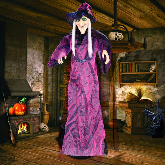 1pc Halloween Hanging Witch Prop, 70.86 Inches Tall, Sound-Activated, Light-Up & Voice Features, Fabric And Latex Construction, Haunted House And Horror Theme Decor For Bars And Party Settings